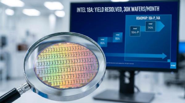 Intel Reports 18A Yield Breakthrough, 30,000 Wafers per Month Capacity, and 14A Roadmap