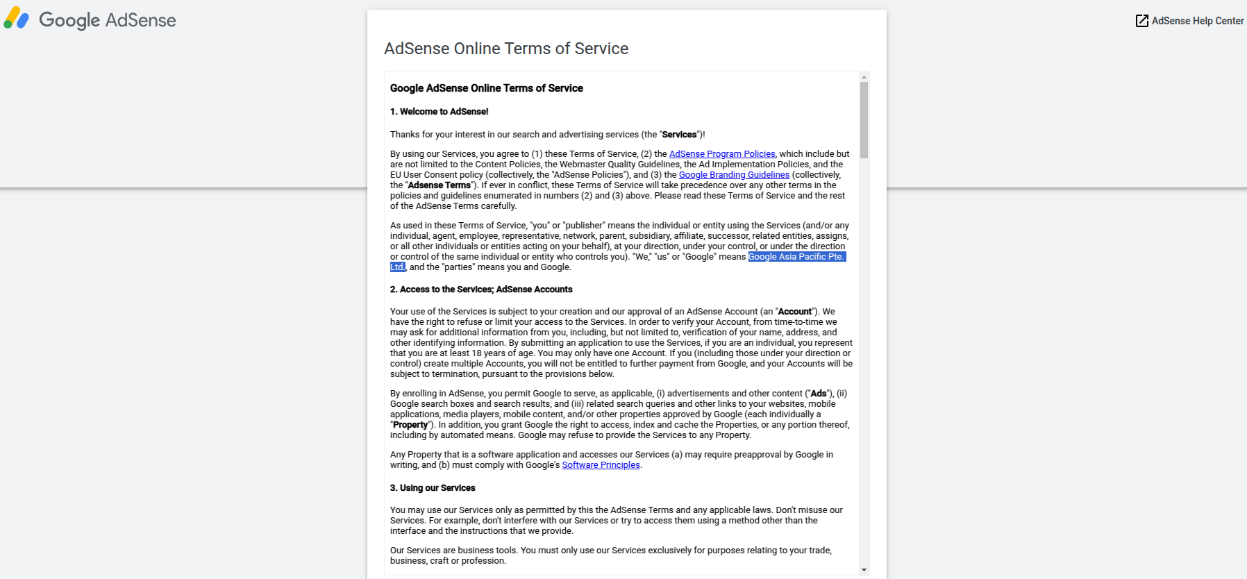 Google Adsense Resident tax certificate