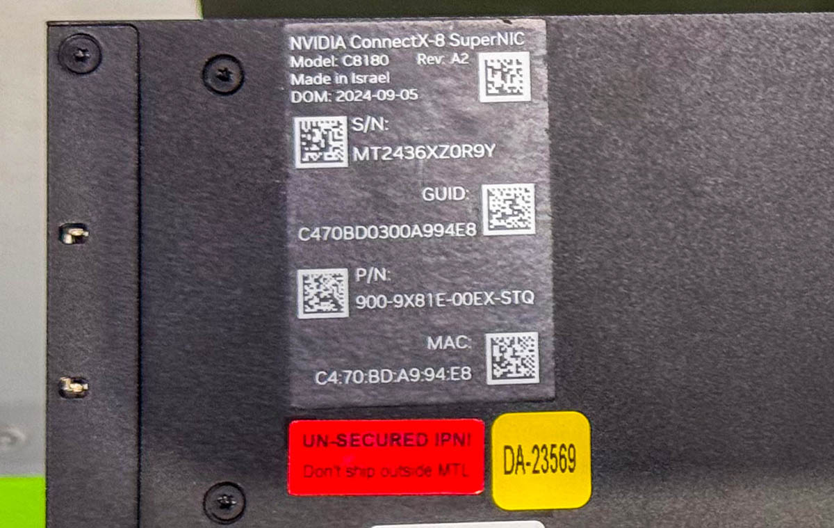 NVIDIA ConnextX-8 SuperNIC Rear Label