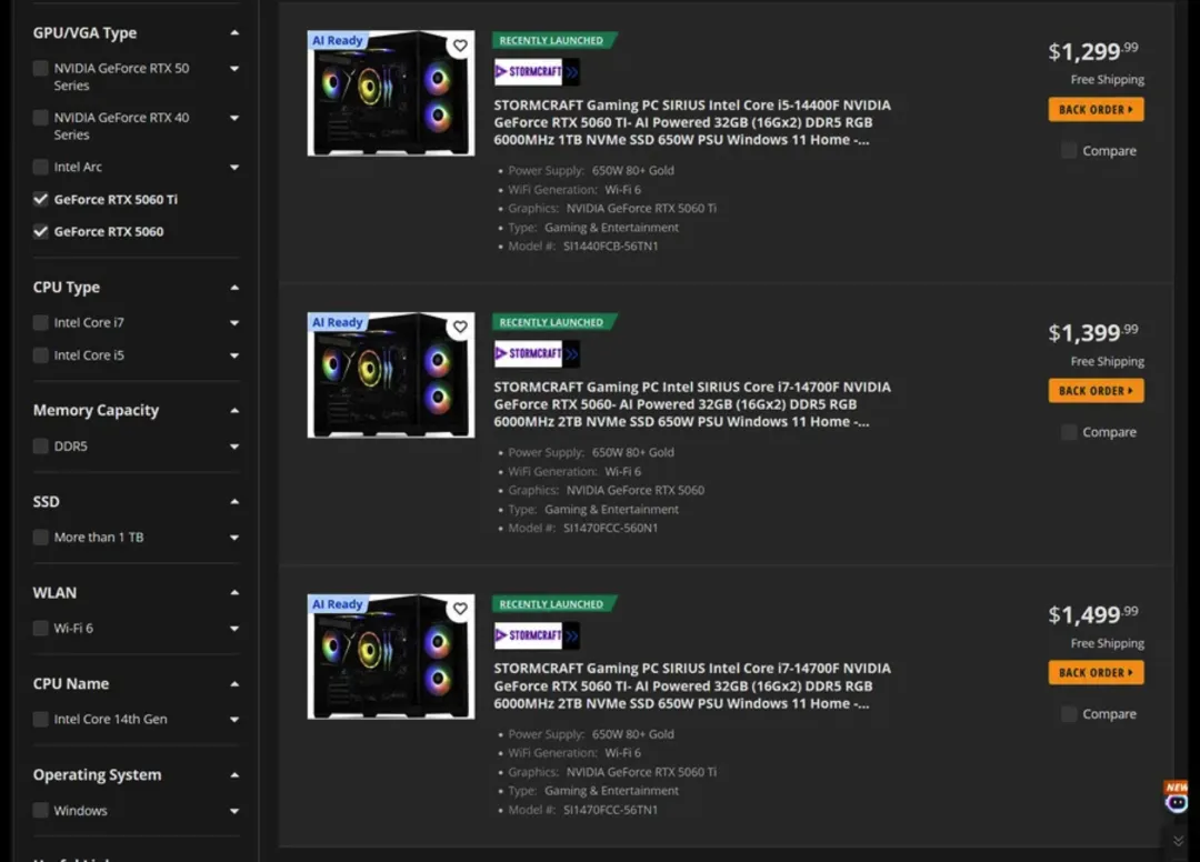 Pre-Built PC w/ RTX 5060