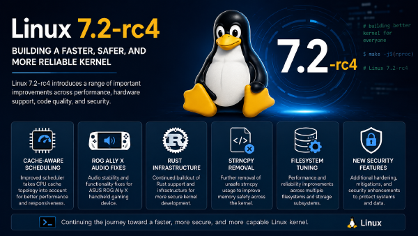 Linux 7.2-rc4: Cache-Aware Scheduling, Rust, and More